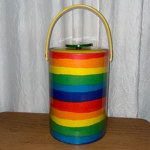 RARE Vintage Rainbow Striped Ice Bucket Barware